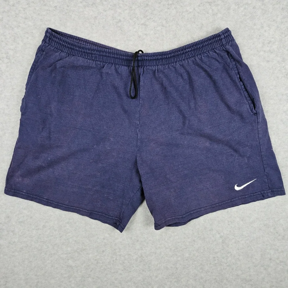Vintage Nike (Men's XL) Blue Cotton Athletic Shorts Gym Training Loungewear 90's